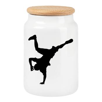 Hip Hop - Boîte à biscuits avec couvercle en bois - blanc - Devant