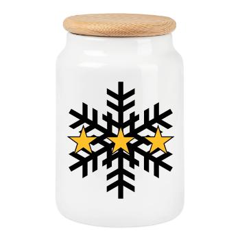 Sport d'hiver - Ski - 3ème étoile - Boîte à biscuits avec couvercle en bois - blanc - Devant