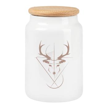 Hirsch Elch Symbol Logo icon Grafik Tiere Geweih - Keksdose mit Holzdeckel - Weiß - Vorne