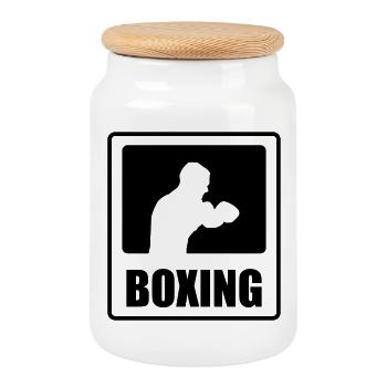 Boxing - Keksdose mit Holzdeckel - Weiß - Vorne
