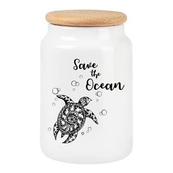 Save the Ocean - Turtle - Cookie Jar with Wooden Lid - white - Front