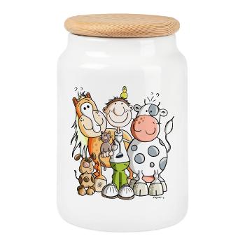 Funny Veterinarian - Cookie Jar with Wooden Lid - white - Front