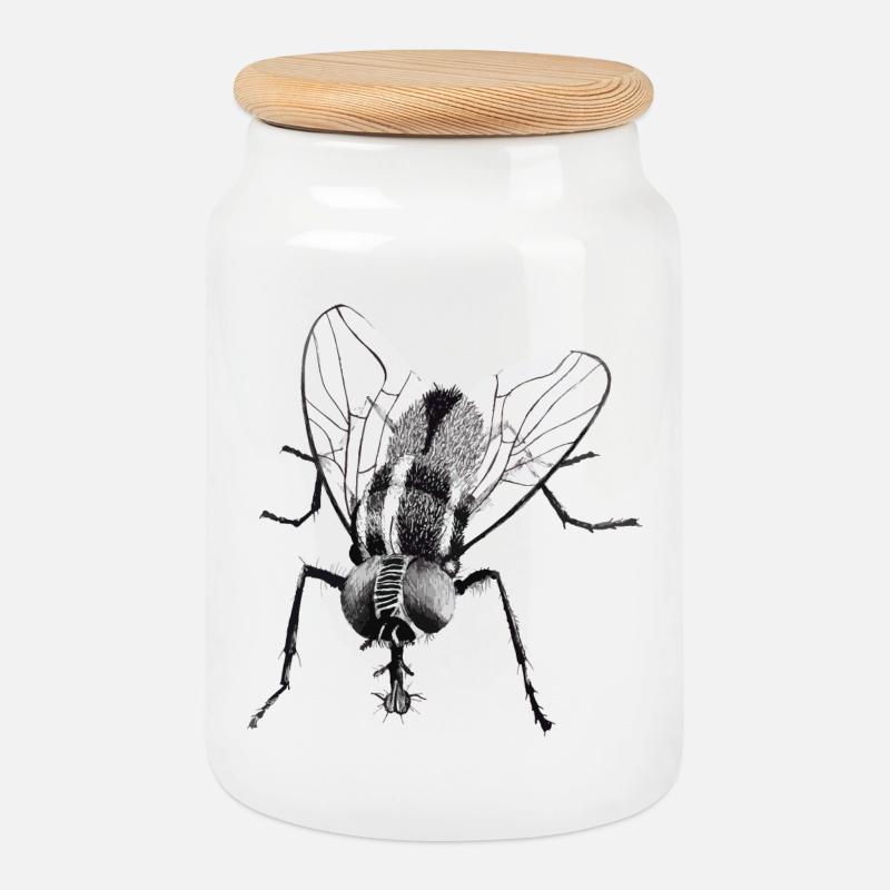 Black Bow Tie - Cookie Jar with Wooden Lid - white