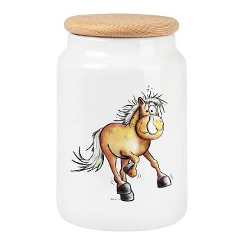 Flotter Haflinger I Hafi I Pferd I Pferdemotiv Fun - Keksdose mit Holzdeckel - Weiß - Vorne