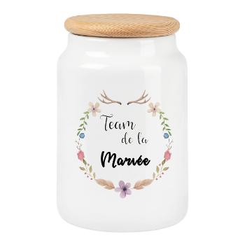 team de la mariée boho - Boîte à biscuits avec couvercle en bois - blanc - Devant