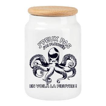 J'Peux Pas J'ai Plongée - Boîte à biscuits avec couvercle en bois - blanc - Devant