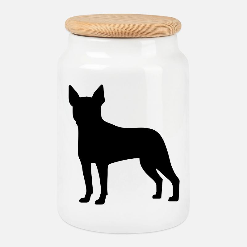 Boston Terrier - Keksdose mit Holzdeckel - Weiß