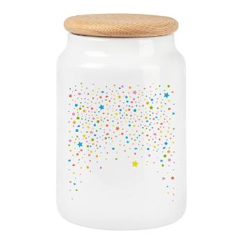 Silvester. Colorful confetti with stars. - Cookie Jar with Wooden Lid - white - Front