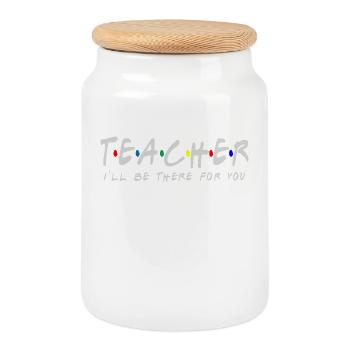 Teacher Ill be There for You Quarantine t Shirt So - Cookie Jar with Wooden Lid - white - Front