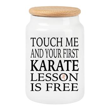 Karate - Keksdose mit Holzdeckel - Weiß - Vorne