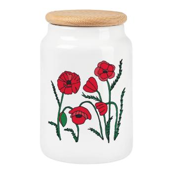 Graines de pavot - Boîte à biscuits avec couvercle en bois - blanc - Devant