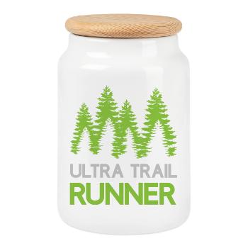 Ultra Trail Runner - Cookie Jar with Wooden Lid - white - Front