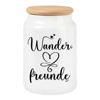 Wanderfreunde, wandern, Freunde der Wanderung - Keksdose mit Holzdeckel - Weiß - Vorne