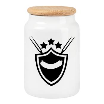 Grilled sausage - Cookie Jar with Wooden Lid - white - Front