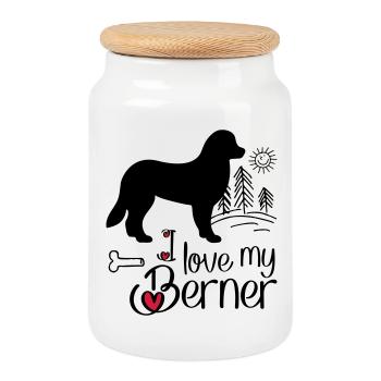 Bernersennehund - Boîte à biscuits avec couvercle en bois - blanc - Devant