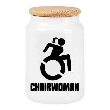 Femme en fauteuil roulant pour les vraies dames roulantes * - Boîte à biscuits avec couvercle en bois - blanc - Devant