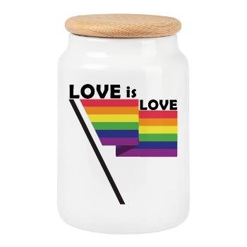 love is love flag - Keksdose mit Holzdeckel - Weiß - Vorne