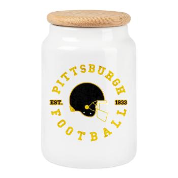 Pittsburger Football Logo 1933 - Keksdose mit Holzdeckel - Weiß - Vorne
