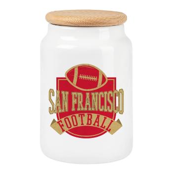 San Francisco Football Vintage Emblem - Keksdose mit Holzdeckel - Weiß - Vorne