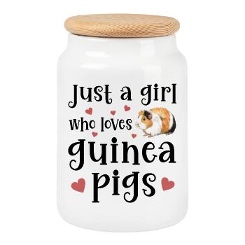Guinea pig - Cookie Jar with Wooden Lid - white - Front