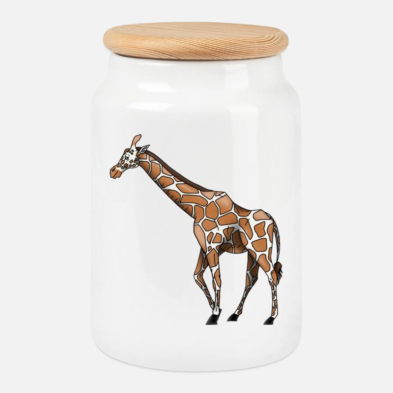 Giraffe - Keksdose mit Holzdeckel - Weiß