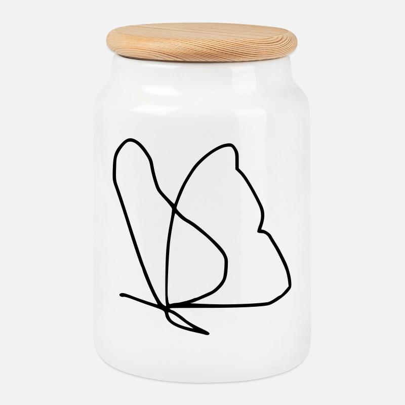 Butterfly - Cookie Jar with Wooden Lid - white