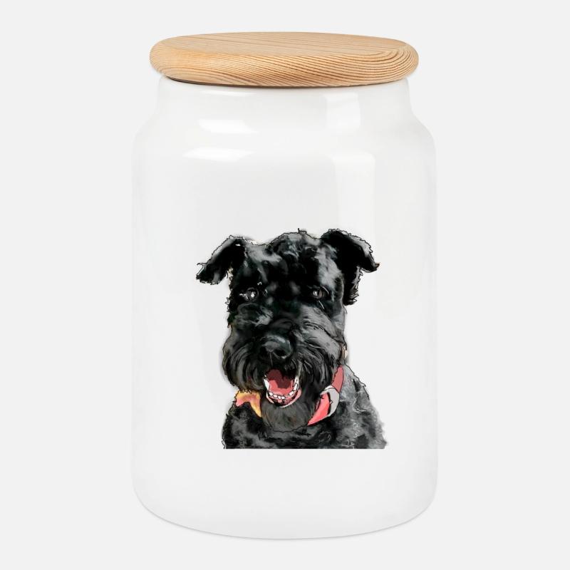 Kerry Blue Terrier - Cookie Jar with Wooden Lid - white