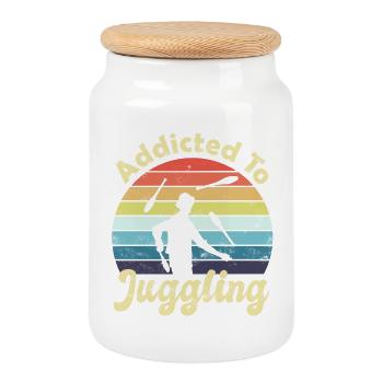 Juggling Juggler - Cookie Jar with Wooden Lid - white - Front