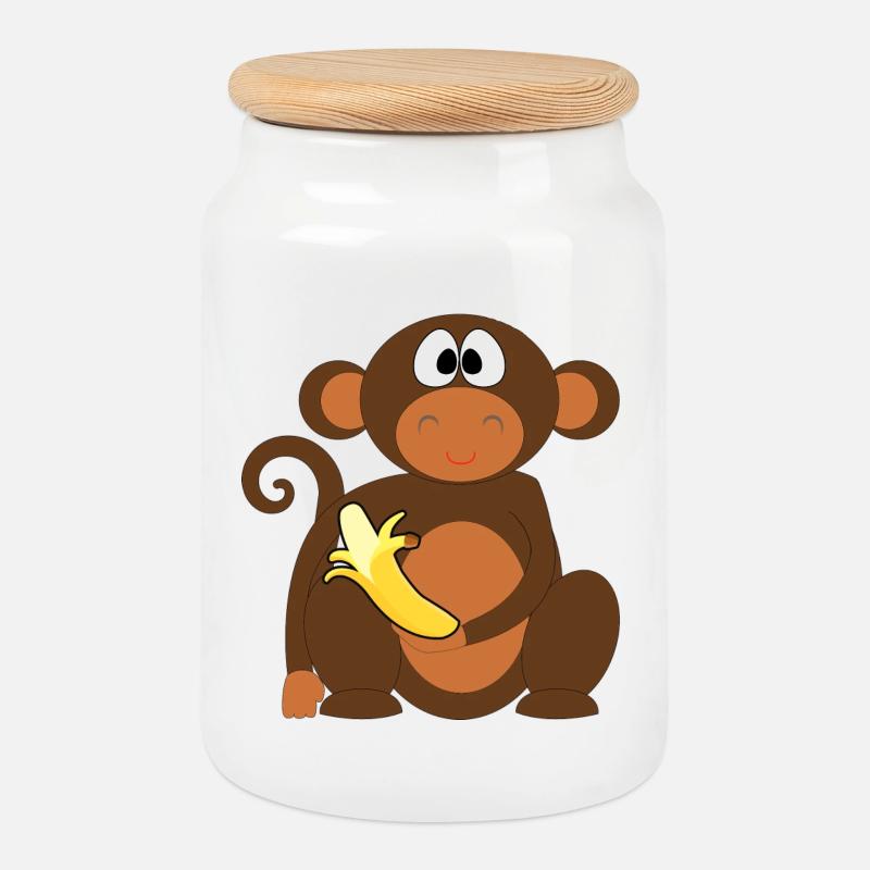 Ben à la banane - Boîte à biscuits avec couvercle en bois - blanc