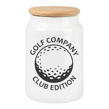 Golf Company Club Player Golfer - Keksdose mit Holzdeckel - Weiß - Vorne