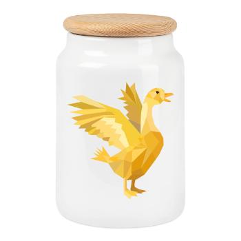 A golden goose as a rich symbol - Cookie Jar with Wooden Lid - white - Front