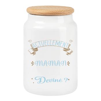 Devine quoi ! Je me cache dans le ventre de Maman - Boîte à biscuits avec couvercle en bois - blanc - Devant