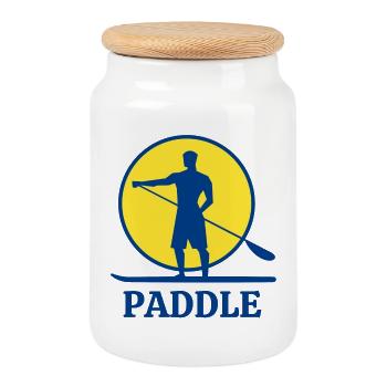 paddle, fan de paddle, stand up - Boîte à biscuits avec couvercle en bois - blanc - Devant