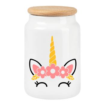 Queen of Flowers: The Majestic Unicorn - Cookie Jar with Wooden Lid - white - Front