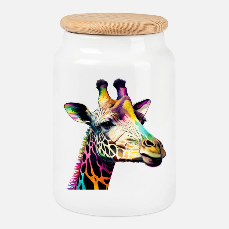 Giraffe - Keksdose mit Holzdeckel - Weiß