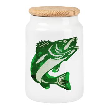 Pêche au poisson Pêcheur Pêcheur de poisson - Boîte à biscuits avec couvercle en bois - blanc - Devant