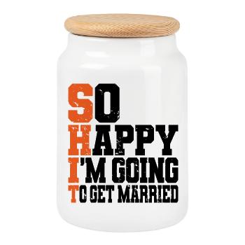 Funny Bachelor Party Engagement Wedding Married - Cookie Jar with Wooden Lid - white - Front
