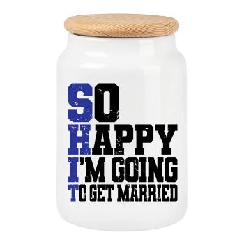 Funny Bachelor Party Engagement Wedding Married - Cookie Jar with Wooden Lid - white - Front
