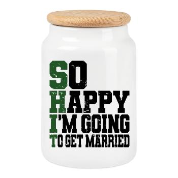 Funny Bachelor Party Engagement Wedding Married - Cookie Jar with Wooden Lid - white - Front