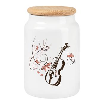 Musicien de violon Blumenranke - Boîte à biscuits avec couvercle en bois - blanc - Devant