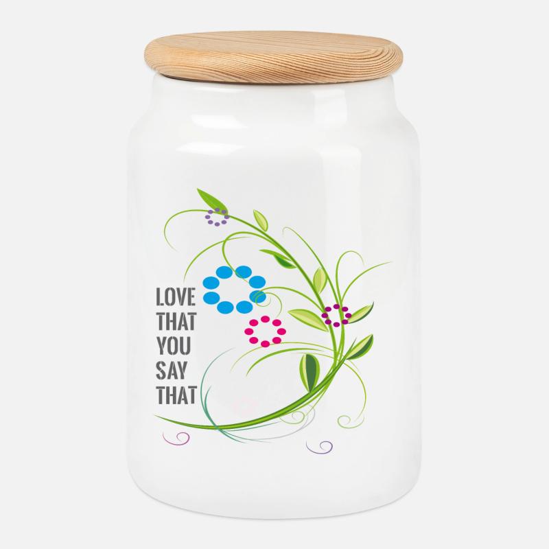 love Liebe Blumenranke - Keksdose mit Holzdeckel - Weiß