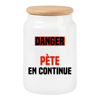 Danger pète en continue - Boîte à biscuits avec couvercle en bois - blanc - Devant