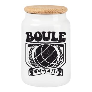 Boulespieler Boulekugel für Bouler Petanque Boule - Keksdose mit Holzdeckel - Weiß - Vorne