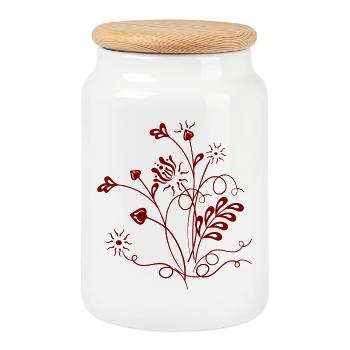 Wildflowers - Cookie Jar with Wooden Lid - white - Front
