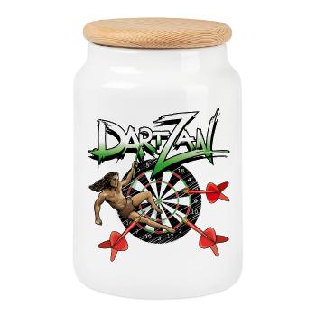 Darts Hero from the Jungle - Cookie Jar with Wooden Lid - white - Front