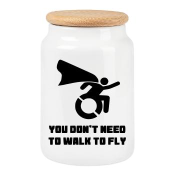 You don't have to walk to fly # - Cookie Jar with Wooden Lid - white - Front