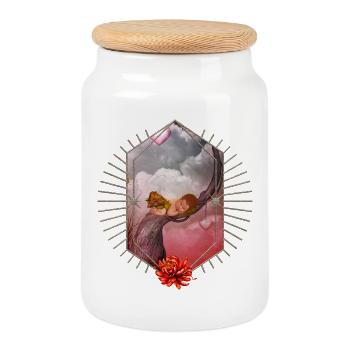 Nettes schlafendes Feenbaby. - Keksdose mit Holzdeckel - Weiß - Vorne