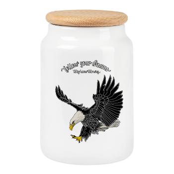 1208 Suivez vos rêves baldeagle juste noir - Boîte à biscuits avec couvercle en bois - blanc - Devant
