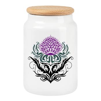 Thistle purple Thistle - Cookie Jar with Wooden Lid - white - Front