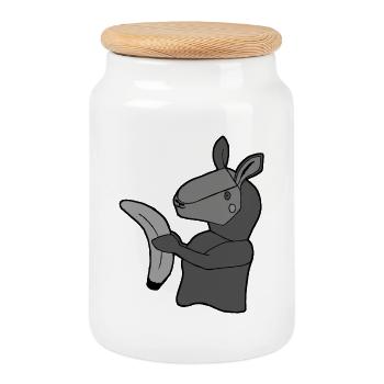 Lama mit Banane - Keksdose mit Holzdeckel - Weiß - Vorne